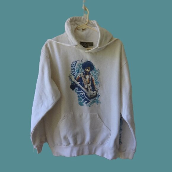 ODM Jimmy Hendrix hoodie size L cream color, very good condition, cotton ,poly - Picture 1 of 8